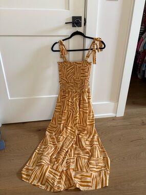 Lost + Wander Mustard Yellow Tie-Shoulder Maxi Dress